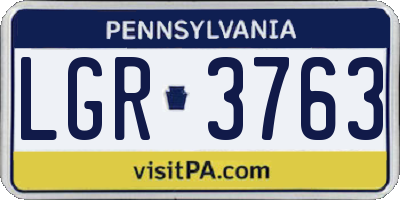 PA license plate LGR3763