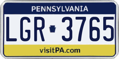 PA license plate LGR3765