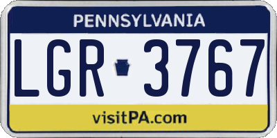 PA license plate LGR3767