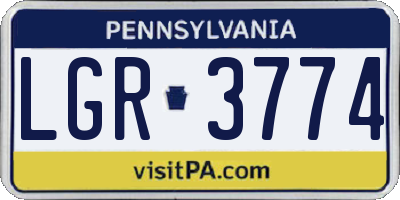 PA license plate LGR3774