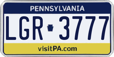 PA license plate LGR3777