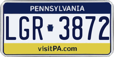PA license plate LGR3872