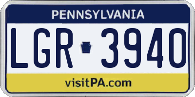 PA license plate LGR3940