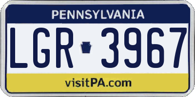 PA license plate LGR3967