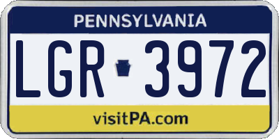 PA license plate LGR3972