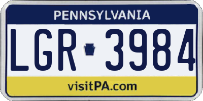 PA license plate LGR3984
