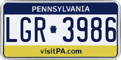 PA license plate LGR3986