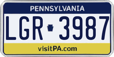 PA license plate LGR3987