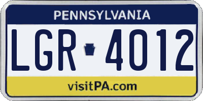 PA license plate LGR4012