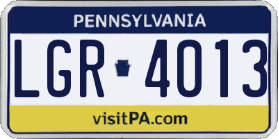 PA license plate LGR4013
