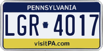PA license plate LGR4017