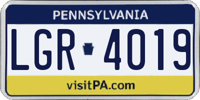 PA license plate LGR4019