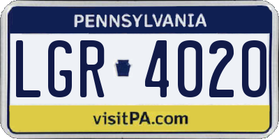 PA license plate LGR4020