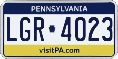 PA license plate LGR4023