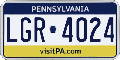 PA license plate LGR4024