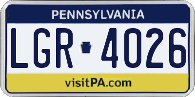 PA license plate LGR4026