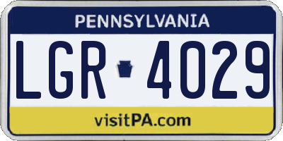 PA license plate LGR4029