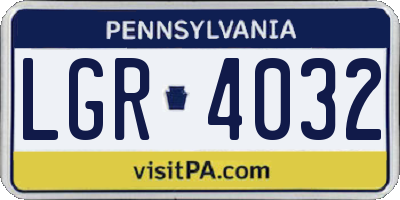 PA license plate LGR4032