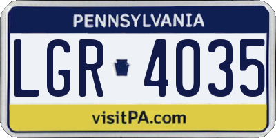 PA license plate LGR4035