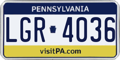 PA license plate LGR4036