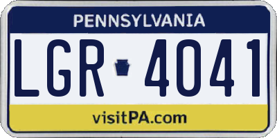 PA license plate LGR4041