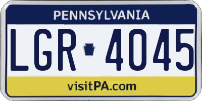 PA license plate LGR4045