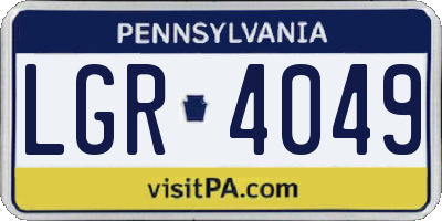 PA license plate LGR4049