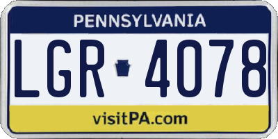 PA license plate LGR4078