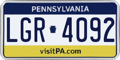 PA license plate LGR4092