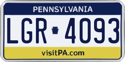 PA license plate LGR4093