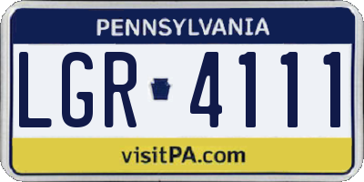 PA license plate LGR4111