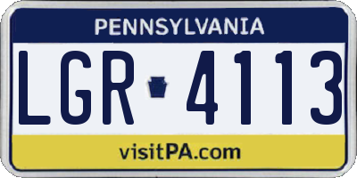 PA license plate LGR4113