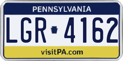 PA license plate LGR4162