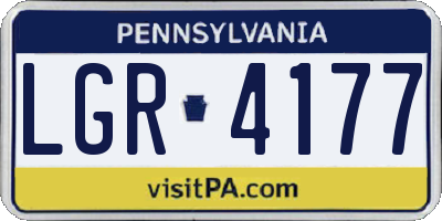 PA license plate LGR4177