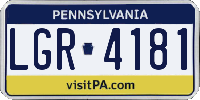 PA license plate LGR4181