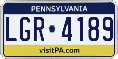 PA license plate LGR4189