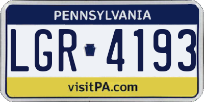 PA license plate LGR4193