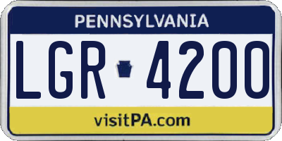 PA license plate LGR4200