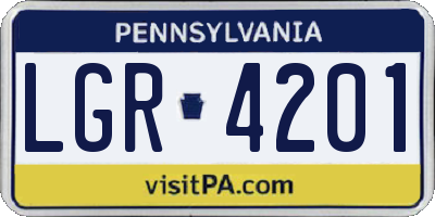 PA license plate LGR4201