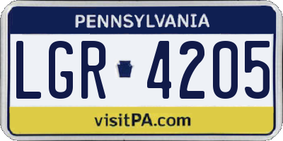 PA license plate LGR4205