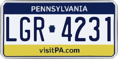PA license plate LGR4231