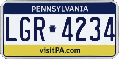 PA license plate LGR4234