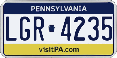 PA license plate LGR4235