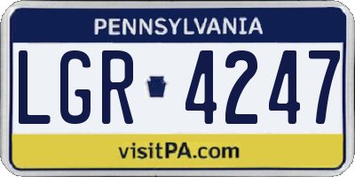 PA license plate LGR4247