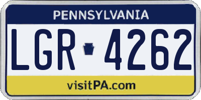PA license plate LGR4262