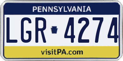 PA license plate LGR4274
