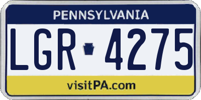 PA license plate LGR4275