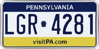 PA license plate LGR4281