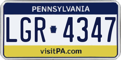 PA license plate LGR4347