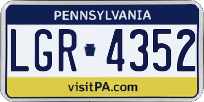 PA license plate LGR4352